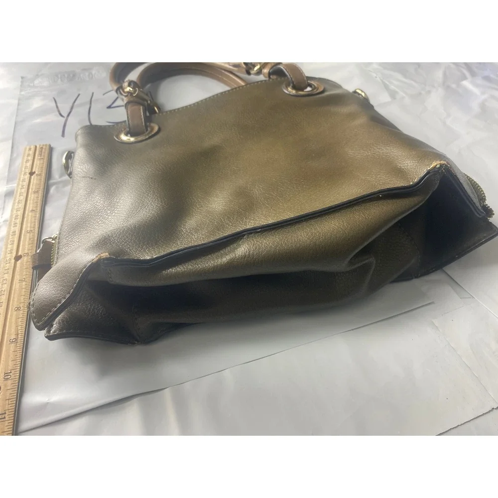 Olive Green Faux Leather Satchel Handbag‎ Removable Shoulder Strap